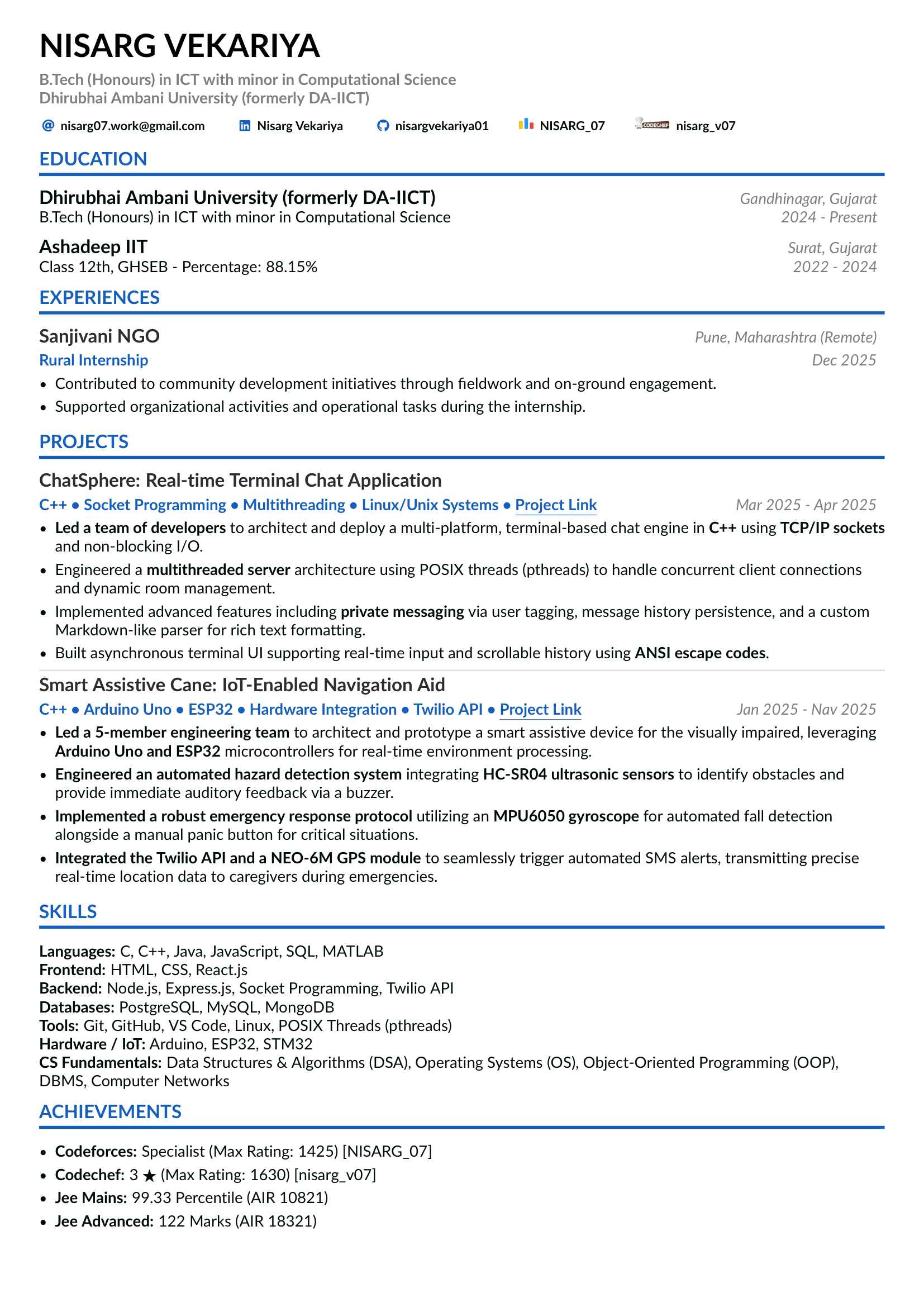 Nisarg Vekariya Resume
